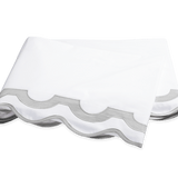 Matouk bedding linens with mauve scalloped trim home decor and bedroom style