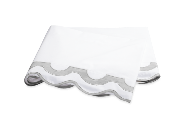 Matouk bedding linens with mauve scalloped trim home decor and bedroom style
