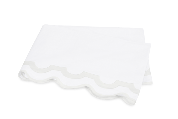 Matouk bedding linens with green scalloped trim home decor and bedroom style