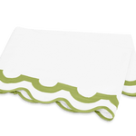 Matouk bedding linens with green scalloped trim home decor and bedroom style