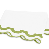 Matouk bedding linens with green scalloped trim home decor and bedroom style