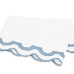 Matouk bedding linens with light blue scalloped trim home decor and bedroom style