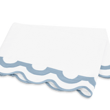 Matouk bedding linens with light blue scalloped trim home decor and bedroom style