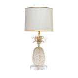 Pineapple white and gold trim table lamp