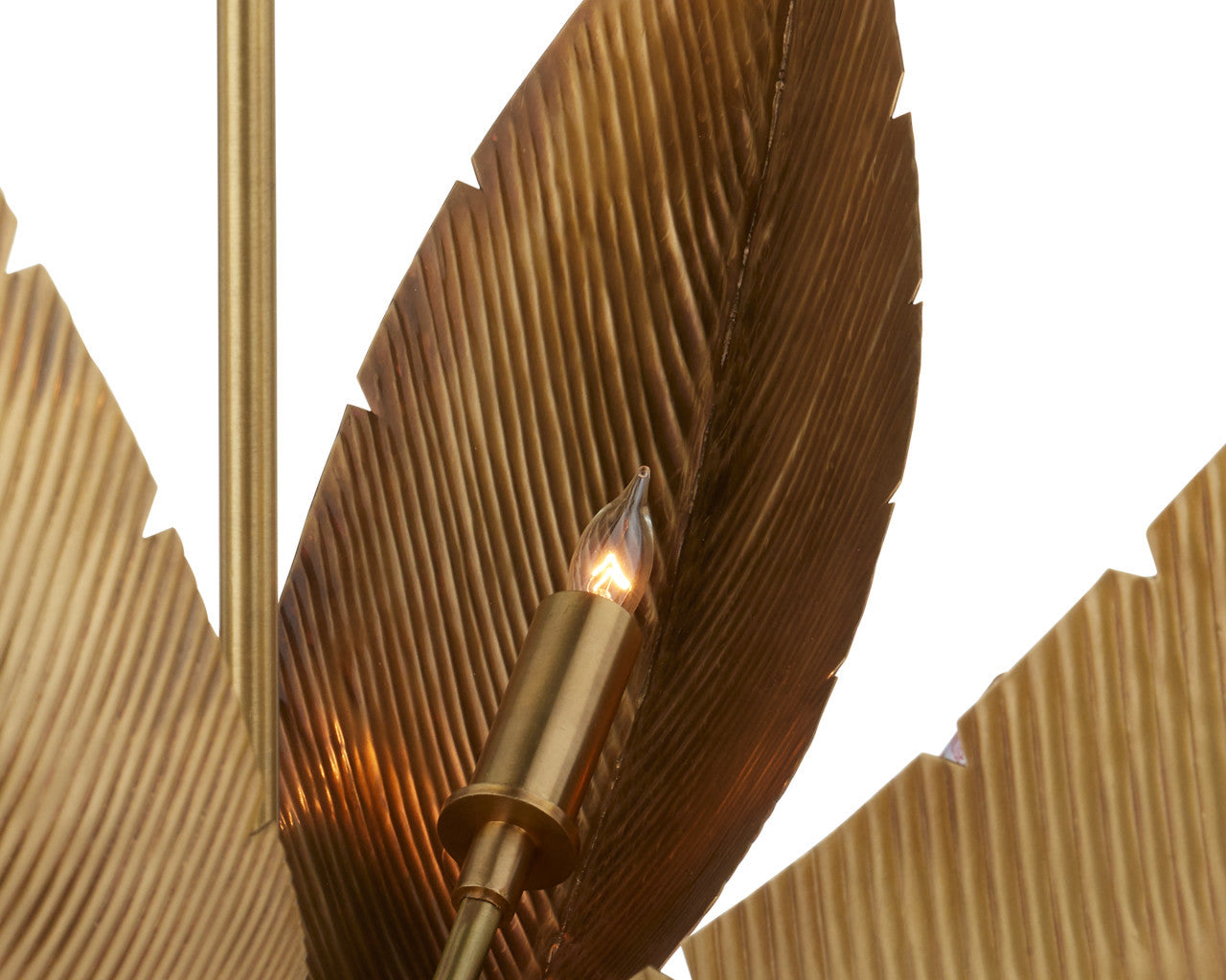 Birds of paradise palm brass chandelier 