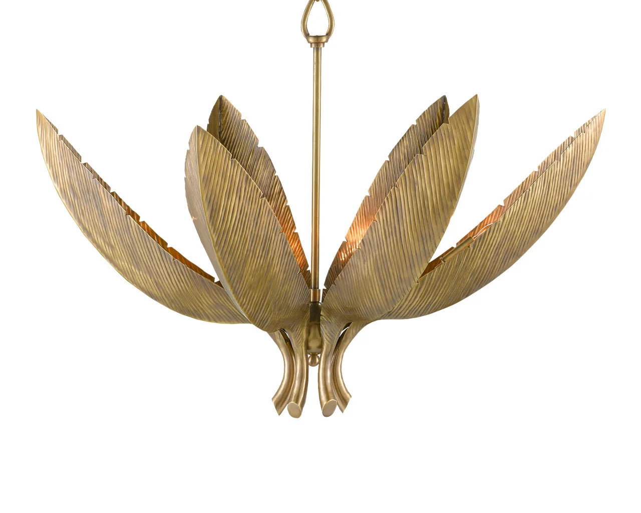 Birds of paradise palm brass chandelier 