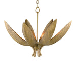 Birds of paradise palm brass chandelier 